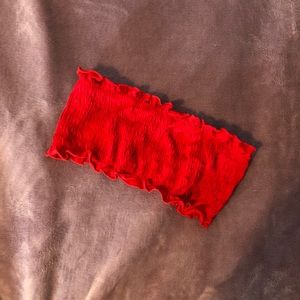 Forever 21: Red Tube Bandeau Top ruffled